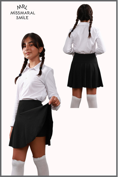 missmaral Fusta scurtă neagră JR - Fusta pantaloni scurți de tenis pentru sport și uz zilnic cu colanți în interior