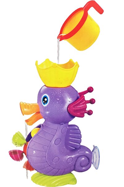 Salamandra Playful Seahorse Bath Toy with Spinner, Suction Cup and Cup