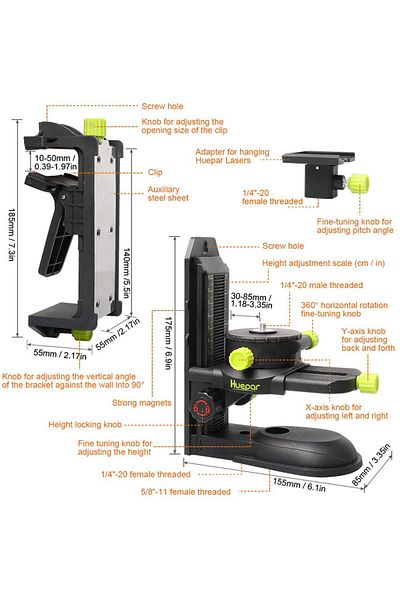 Choice Huepar Fine-tuning Bracket Laser Level Adapter Multifunctional Magnetic Pivoting Base with Adjust...