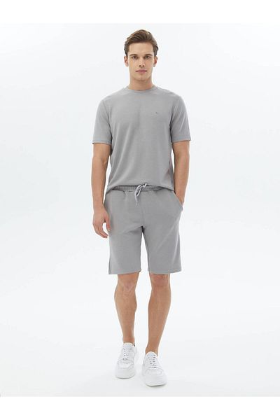 Kip Gray Plain Knitted Jogging Fit Casual Bermuda