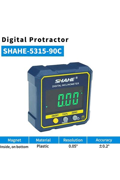 Shahe -5315-90C SHAHE Digital Angle Gauge Magnetic Protractor Inclinometer Level Angle Finder Angle C