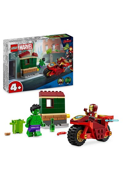 LEGO Set LEGO Marvel Super Heroes - Iron Man cu motocicleta si Hulk (76287)