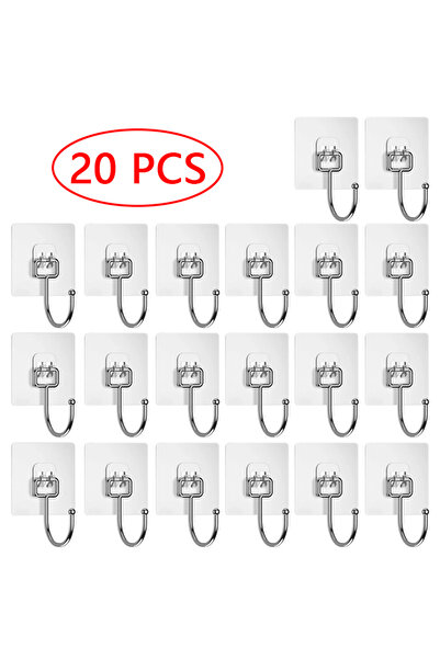 Choice 20 قطعة 5/20 قطعة خطافات حائط لاصقة شديدة التحمل مقاومة للماء بدون مسا...