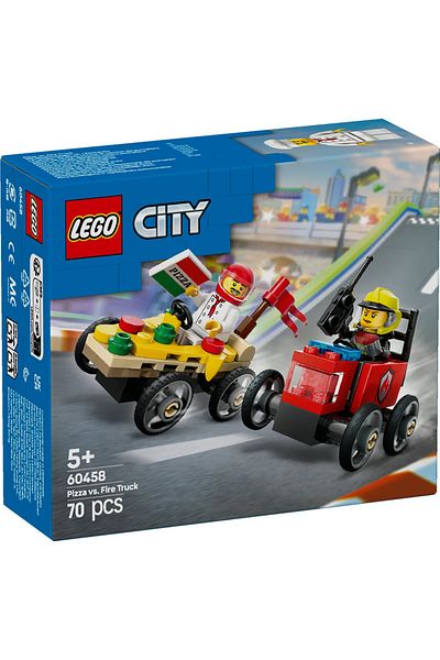 LEGO Set LEGO City - Pachet de curse Furgoneta de pizza vs. camion de pompieri (60458)