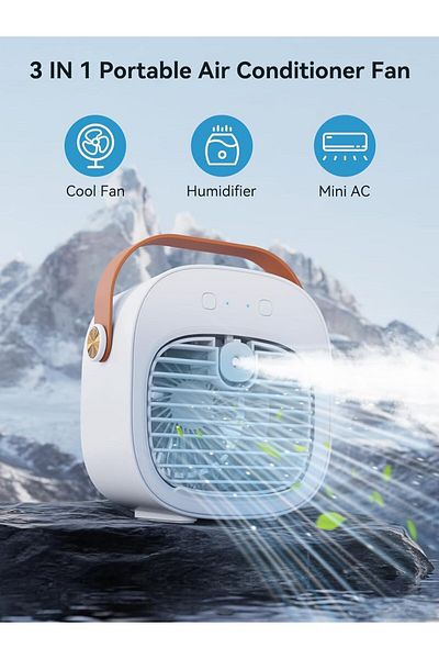 COOYA Portable Air Conditioner, Quiet 4000mAh Rechargeable, with 3 Speeds Duration 5-10 hrs