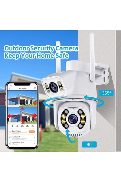 Choice US PLUG 8MP NO CARD 8MP 4K PTZ Wifi Camera Dual Lens with Dual Screen Ai Human Detect Auto Tracking