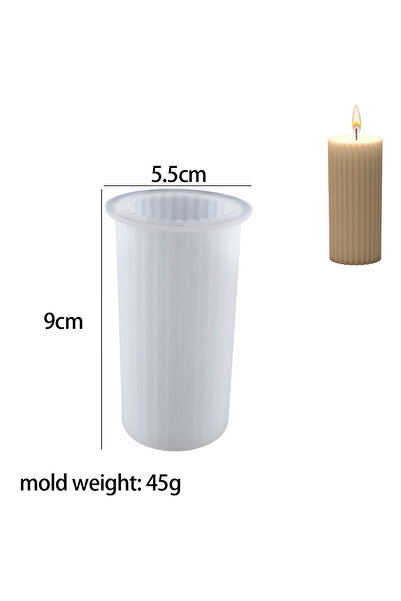Choice small Classical Striped Roman Cylindrical Silicone Candle Mold Columna...
