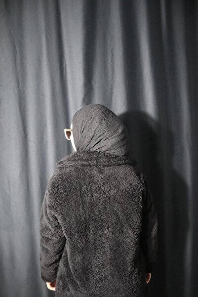 CAN Siyah Oversize Peluş Ceket
