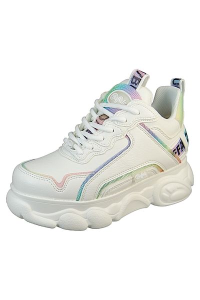 Buffalo Damen Low Sneaker CLD Chai 1636108 Weiß White/Rainbow Textil/Synthetik