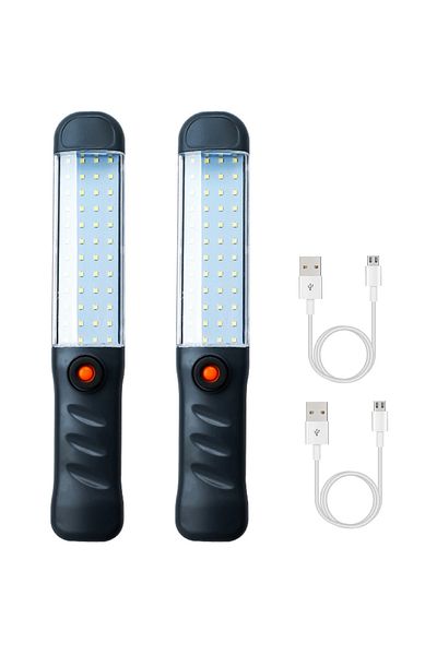 Heinast 2 packs LED Flashlights Rechargeable Work Light with Magnetic Base and Hanging Hook 3 Modes Floodlig