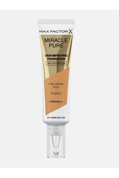 Max Factor كريم أساس ميراكل بيور سكين إمبروفينج 76 - ذهبي دافئ بعامل حماية من أشعة الشمس 30، 30 مل