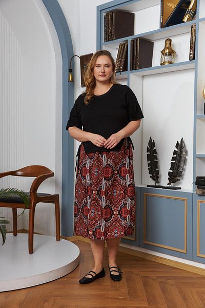 RMG Ethnic Patterned Large Size Casual Tile Dress