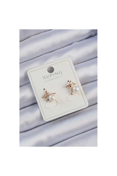 Skygo Xuping Rose Color Pearl Jewelled Stick Earrings - Tj-Bkp9393