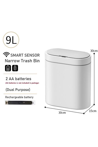 Choice 9L white charge Smart Trash Can Narrow 7/9L Waterpoof Bathroom Toilet Garbage Bin Kitchen Baskets Du