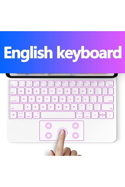 GOOJODOQ حافظة لوحة مفاتيح ماجيك بيضاء باللغة الإنجليزية لجهاز iPad Air 6 2024 لجهاز iPad Pro 13 بوصة Pro 11 202