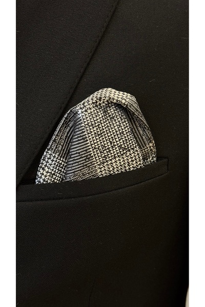 Dearmise Сірий та білий візерунок, подарункова коробка, преміум краватка та хустинка