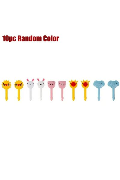 Choice B 10pcs Random Color 40PCS Fruit Fork Cartoon Kids Cake Fruit Toothpick Mini Animal Fork Food Grade