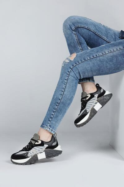 Jump 29092 Siyah - Somon Pembe Kadın Sneaker Günlük Spor Ayakkabı