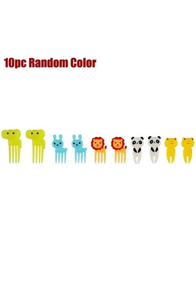 Choice C 10pcs Random Color 40PCS Fruit Fork Cartoon Kids Cake Fruit Toothpick Mini Animal Fork Food Grade