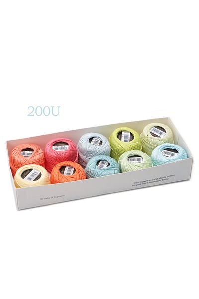Choice Set 200U Amohilos Size 8 Mercerized Egyptian Cotton Pearl Thread 10 Assorted Colors Collection 5 Gra