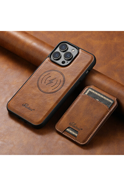 Choice جرابات جلدية بمحفظة وفتحة بطاقة مغناطيسية لهاتف iPhone 16 ProMax بني م...