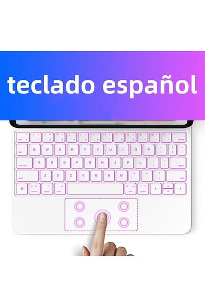 GOOJODOQ Pro 12.9 inch Spanish White Magic Keyboard for iPad Air 6 2024 Case for iPad Pro 13 Inch Pro 11 2024