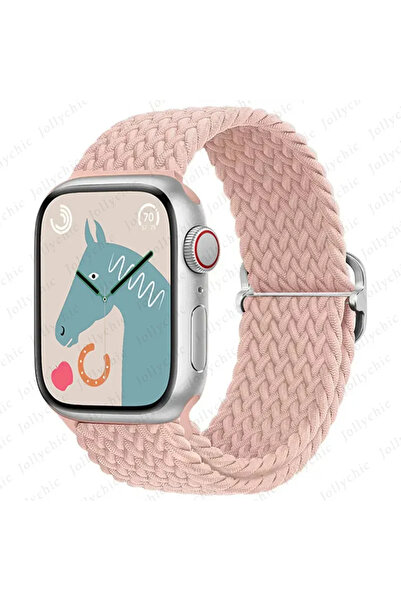 Choice 38mm 40mm 41mm Sand Pink Braided Solo Loop For watch Ultra band 40mm 4...