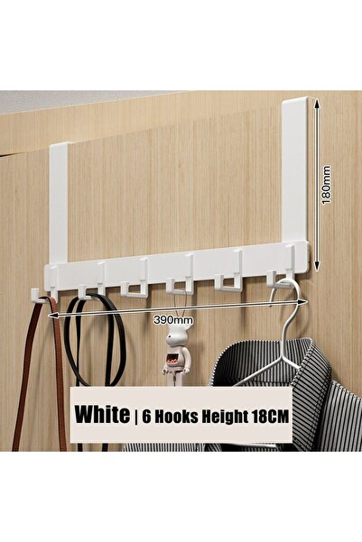 Choice XL white-18cm Hooks Over The Door 6 Hooks Clothes Coat Hat Towel Hanger Bathroom Organizer Rack Door