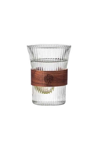 Choice 1PCS 301-400ml 350ML Japanese Style Glass Coffee Mug Walnut Cup Sleeve Glass Cup Glasses Coffeeware