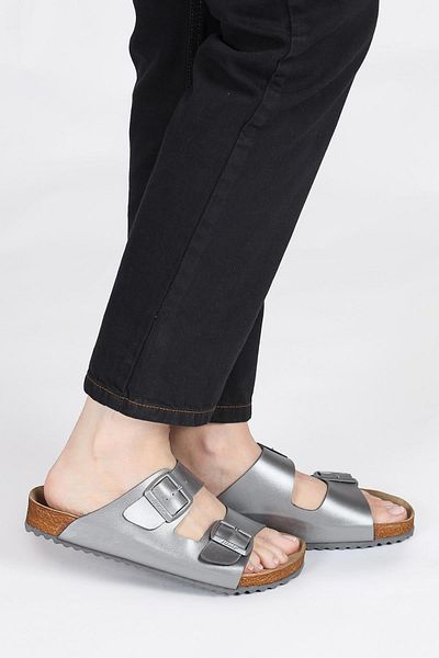 Jump 50009 Double Buckle Silver Color Daily Women's Slippers