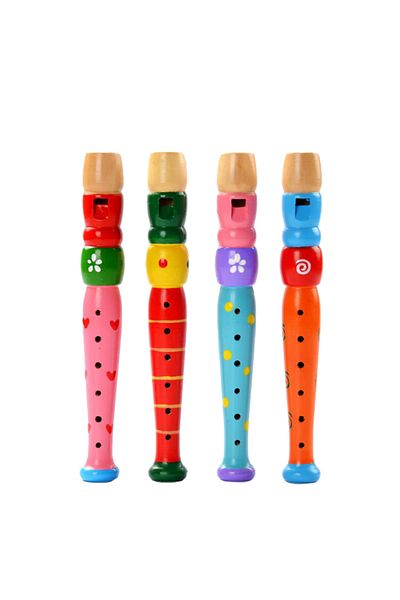 Choice 1pc Random Color Hot Colorful Wooden Flute Music Instrument Trumpet Buglet Hooter Kids Educational M