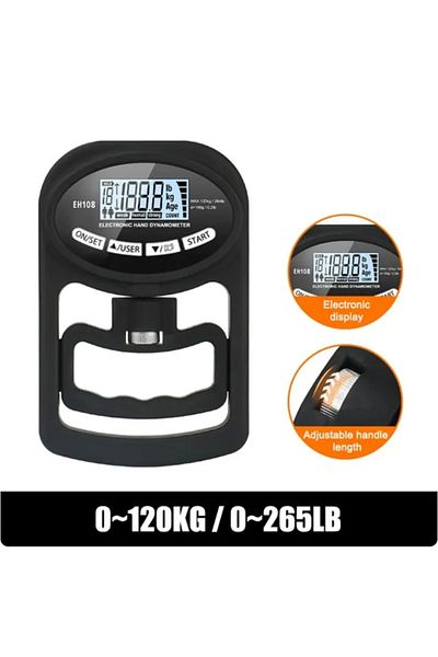 Choice Black Grip Strength Tester 265Lbs/120Kg Digital Hand Dynamometer Grip Strength Meter USB LCD Screen