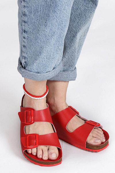 Jump 50010 Double Buckle Red Daily Women's Slippers