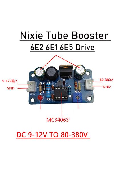 Choice MC34063 Nixie Tube boost  POWER Module DC 9-12V TO 80-380V 170V Glow clock Magic Eye 6E2, 6E1, 6E...