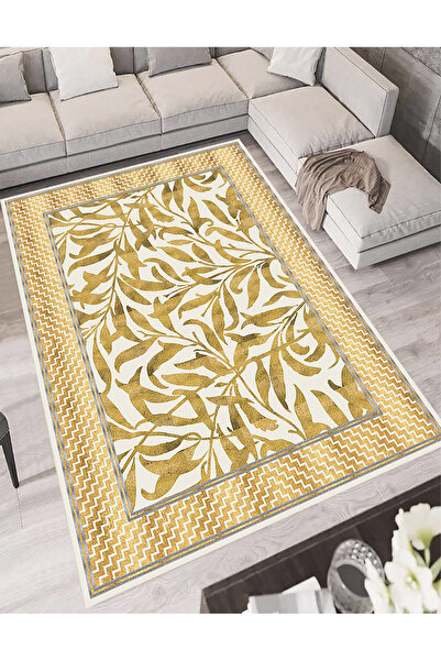 GNL HOME Yaprak Desenli Yazlık Dijital Baskı,Salon,Mutfak ,Ofis,Balkon Halısı