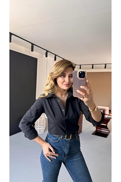 QİMYA BUTİK BEBE PLUS Ženska Sa likrom Pamuk Satenska Uska Obična KOŠULJA