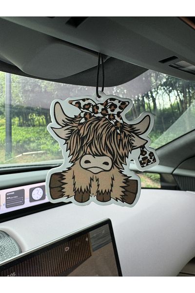 Choice 3PCs Cartoon Highland Cow “Sustainable Fresh” Long-Lasting Car Air Freshener - Aromatherapy Scented