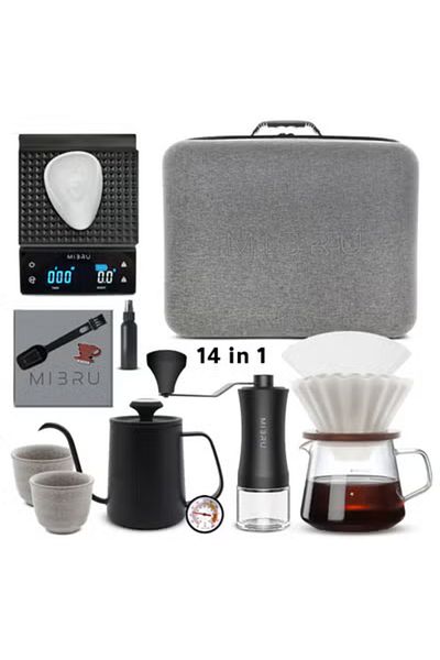 MIBRU V60 Drip Coffee Maker Kit with Professional Bag 14 in 1 Package