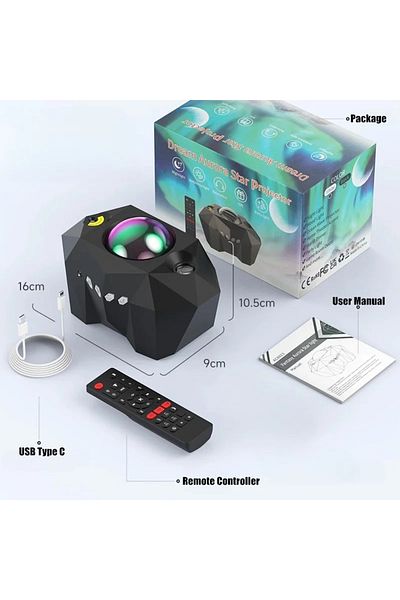 MtReal Black New Aurora Projectors Galaxy Star Projector Northern Light Starry Sky Moon Lamp For Bedroom De