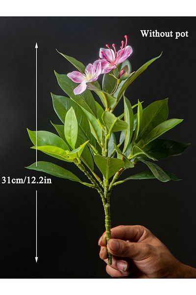 Choice 31cm  Pink 21-40cm Artificial Azaleas Plants Fake Rubber Tree Tropical Palm Leaves Faux Ficus with F