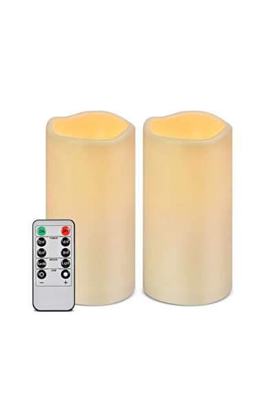 Choice شمعة كاندليوم عديمة اللهب HY-3IN-T2SL، مجموعة من 2 شمعة عاجية للاستخدا...