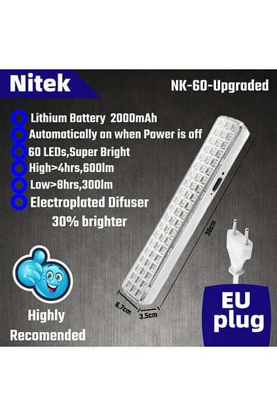 Choice 60 مصباح LED محدث لحالات انقطاع الطاقة، مصباح طوارئ محمول مثبت على الحائط وقابل لإعادة الشحن، فانوس أوتوماتيكي