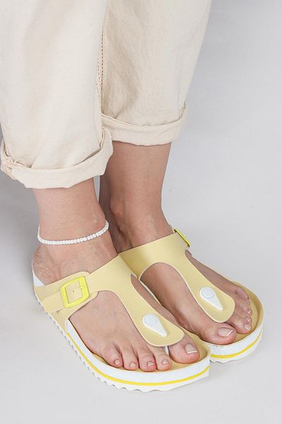 Jump 50004 Single Buckle Yellow Women's Flip Flops