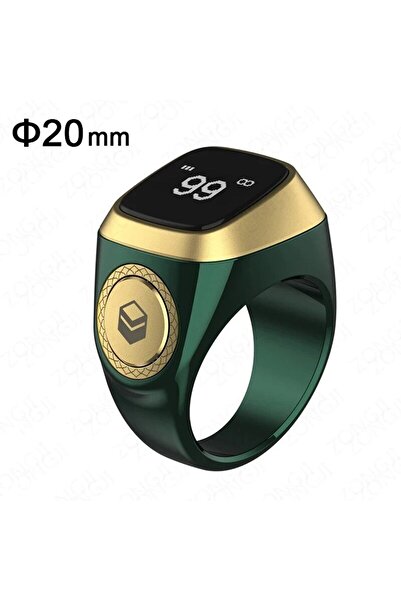 Choice4 Green 20mm Smart Tasbih Tally Digital Counter for Muslims Tasbeeh Zikr Ring 5 Prayer Time Vibration