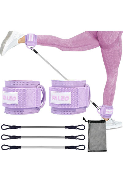 Choice مجموعة 06 أشرطة مقاومة LOOGDEEL باللون الأرجواني مع أحزمة كاحل قابلة ل...