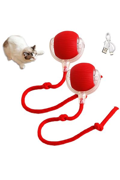 Choice 2PC Red 1/2PCS Interactive Cat Toys Ball Auto Electric Rolling Ball Toys for Cats/Kitty Pets Smart A