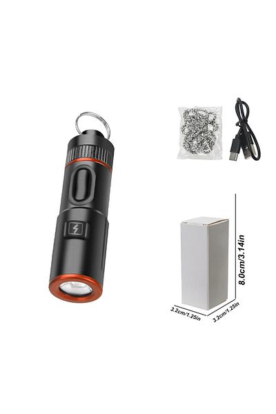 Choice Black color 1000LM MINI Portable LED Flashlight USB Rechargeable Torch with Necklace Keychain Flashl