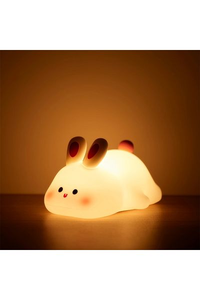 YzzYzz Rabbit Lamp Cute LED Night Light Panda Sheep Rabbit Silicone Nightlights Timing USB Rechargeable For