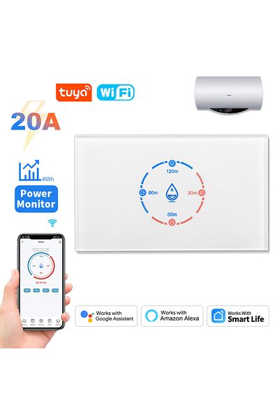 Choice 20a Tuya Smart Wifi Water Heater Boiler Touch Switch 4400w Us Standard Timer Smart Life App Remot...