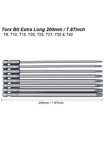 Choice بت توركس طويل 200 مم بت توركس مغناطيسي طويل للغاية 200 مم مجموعة مفكات براغي أمان مقاومة للتلاعب نجمة